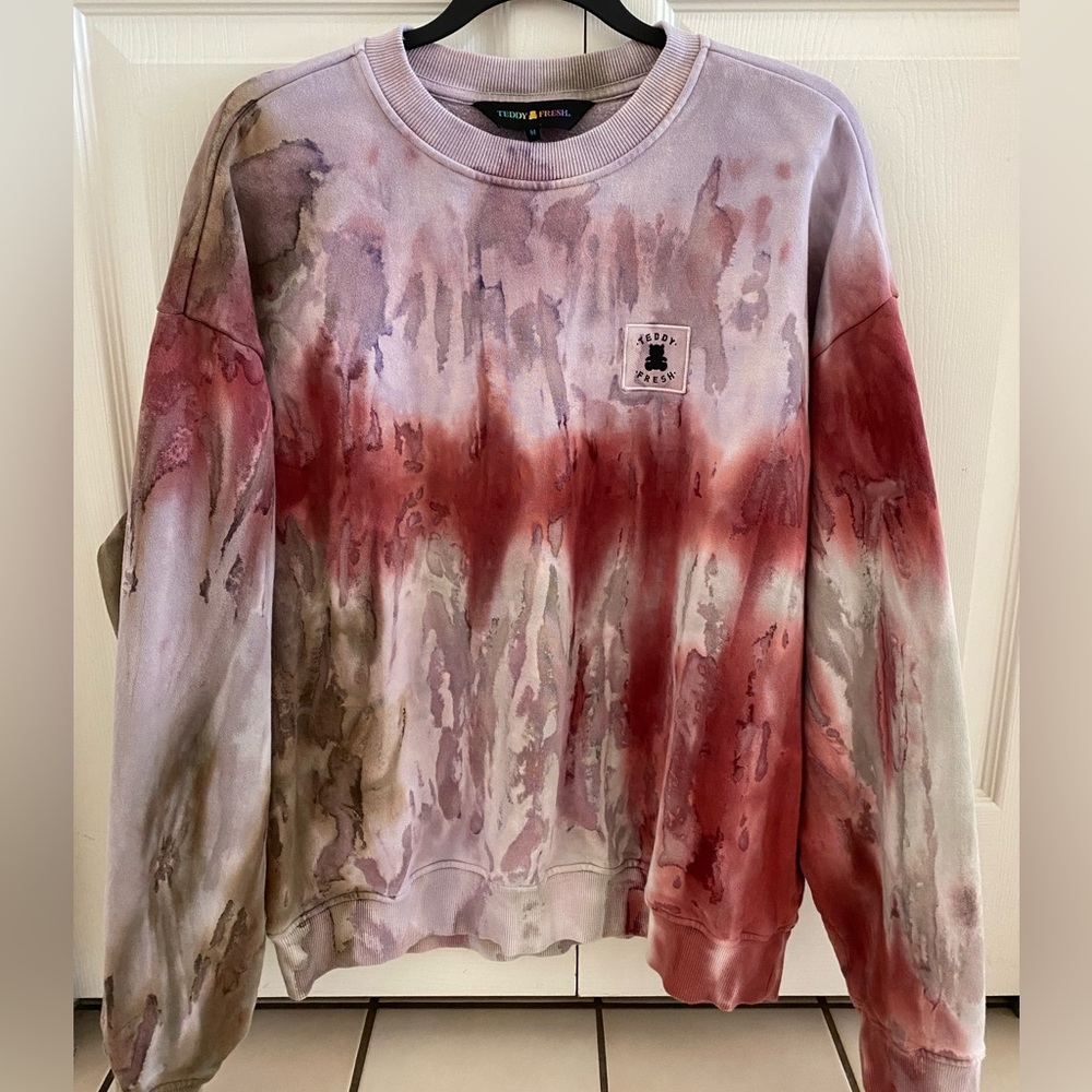 Teddy Fresh Watercolor Brushed Tie-Dye Crewneck